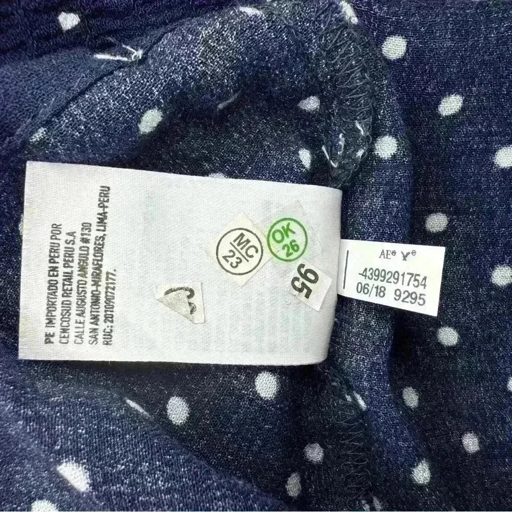 NWTAmerican Eagle navy polka dot lace up smocked back crop top XL - Picture 9 of 10